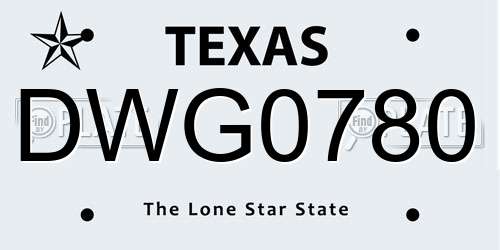 DWG0780 Texas License Plate