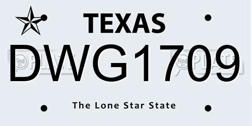 DWG1709 Texas License Plate