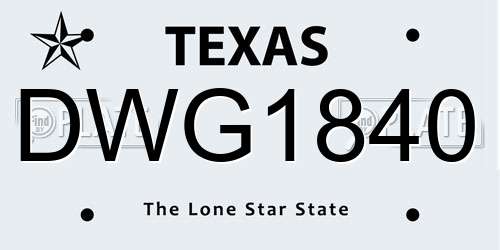 DWG1840 Texas License Plate