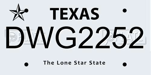 DWG2252 Texas License Plate