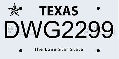 DWG2299 Texas License Plate