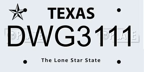 DWG3111 Texas License Plate