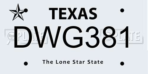 DWG381 Texas License Plate