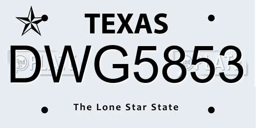 DWG5853 Texas License Plate