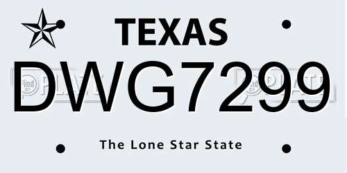 DWG7299 Texas License Plate