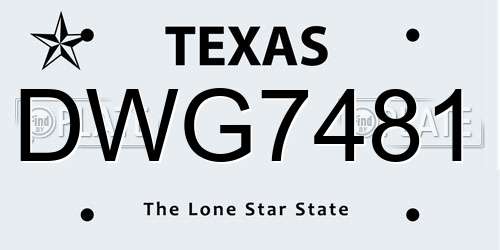 DWG7481 Texas License Plate