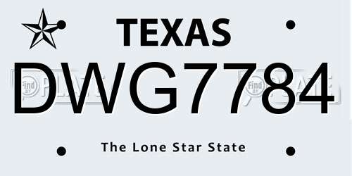 DWG7784 Texas License Plate