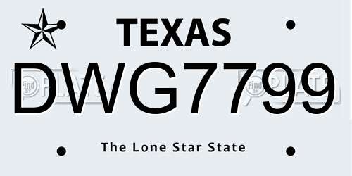 DWG7799 Texas License Plate