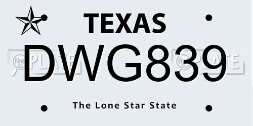 DWG839 Texas License Plate