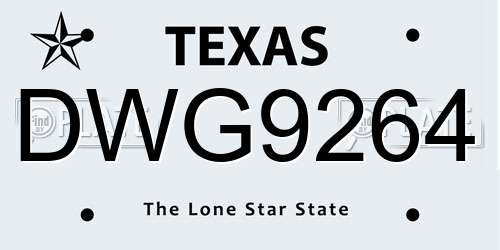DWG9264 Texas License Plate
