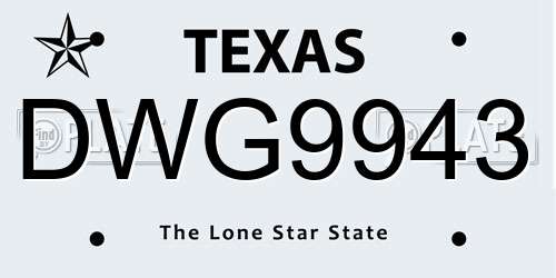 DWG9943 Texas License Plate