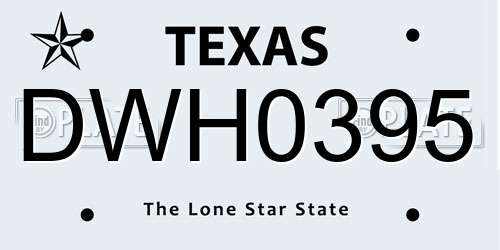 DWH0395 Texas License Plate