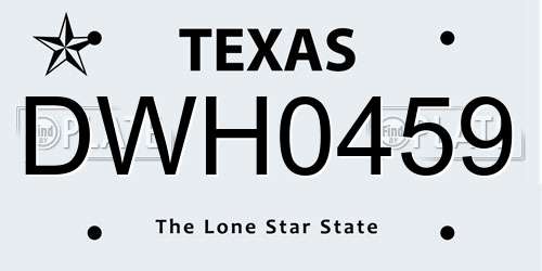 DWH0459 Texas License Plate