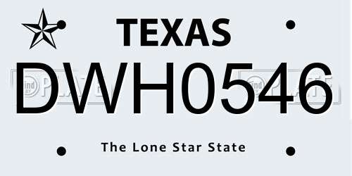 DWH0546 Texas License Plate