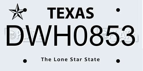 DWH0853 Texas License Plate