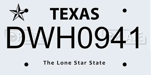 DWH0941 Texas License Plate