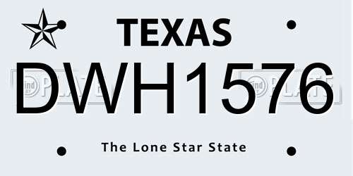 DWH1576 Texas License Plate