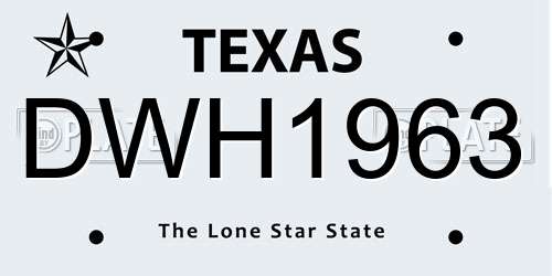 DWH1963 Texas License Plate