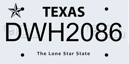 DWH2086 Texas License Plate