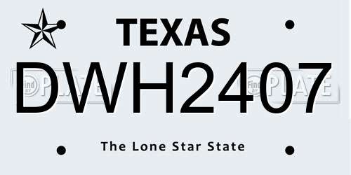 DWH2407 Texas License Plate