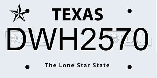 DWH2570 Texas License Plate