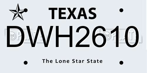 DWH2610 Texas License Plate