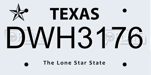 DWH3176 Texas License Plate