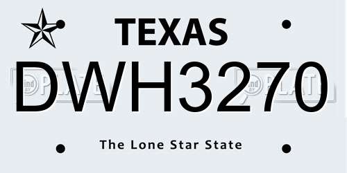 DWH3270 Texas License Plate