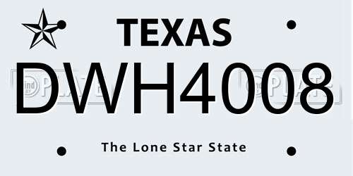 DWH4008 Texas License Plate