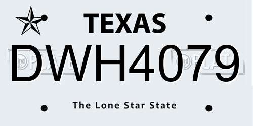 DWH4079 Texas License Plate