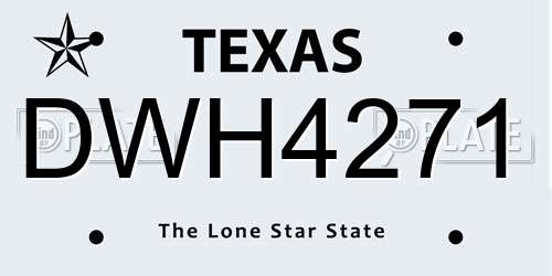 DWH4271 Texas License Plate