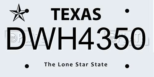 DWH4350 Texas License Plate