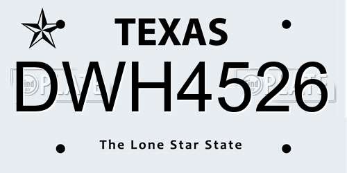 DWH4526 Texas License Plate