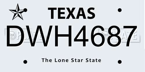 DWH4687 Texas License Plate