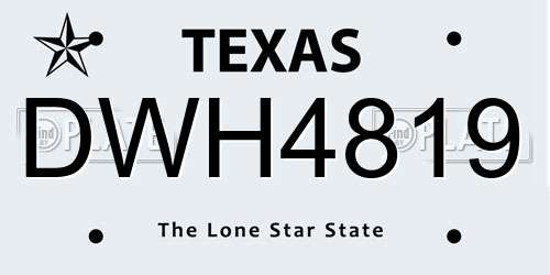DWH4819 Texas License Plate