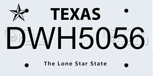 DWH5056 Texas License Plate