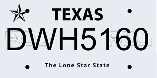 DWH5160 Texas License Plate
