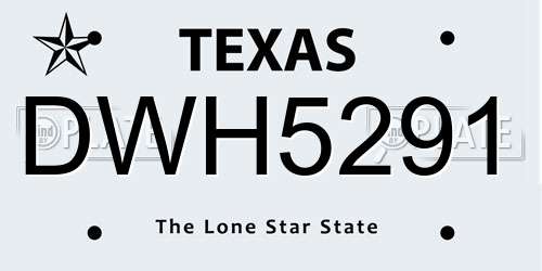 DWH5291 Texas License Plate