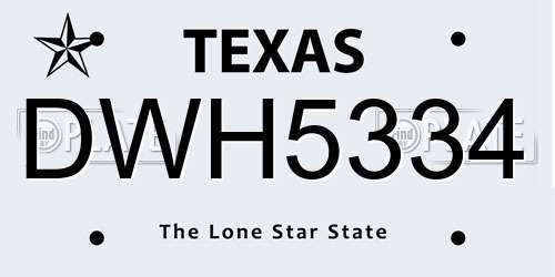DWH5334 Texas License Plate