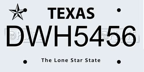 DWH5456 Texas License Plate