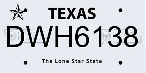 DWH6138 Texas License Plate