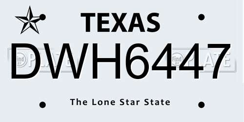 DWH6447 Texas License Plate