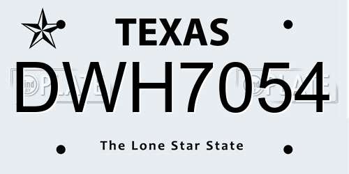 DWH7054 Texas License Plate
