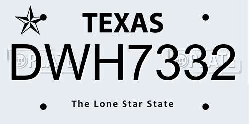DWH7332 Texas License Plate