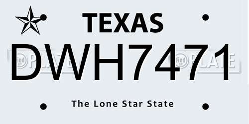 DWH7471 Texas License Plate