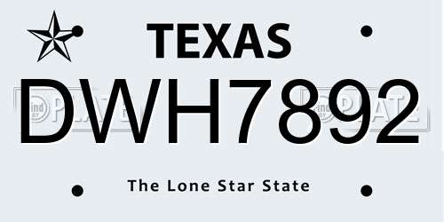 DWH7892 Texas License Plate