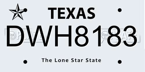 DWH8183 Texas License Plate