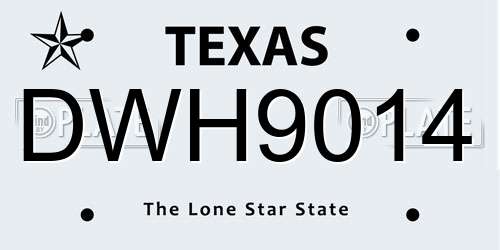 DWH9014 Texas License Plate
