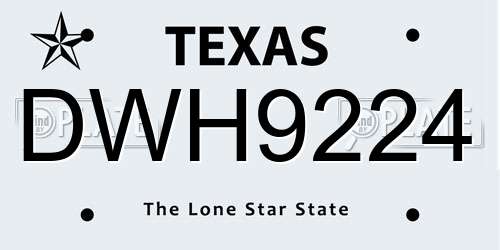 DWH9224 Texas License Plate