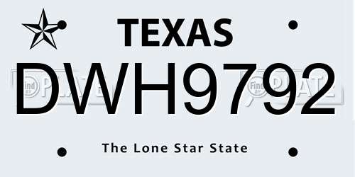 DWH9792 Texas License Plate